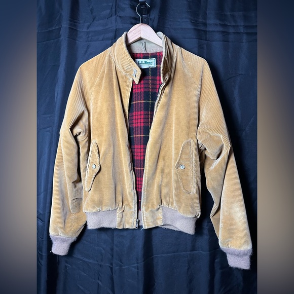 LL Bean Jacket Brown Corduroy Wool Lined USA Made Vintage Bomber 90s - Picture 1 of 16